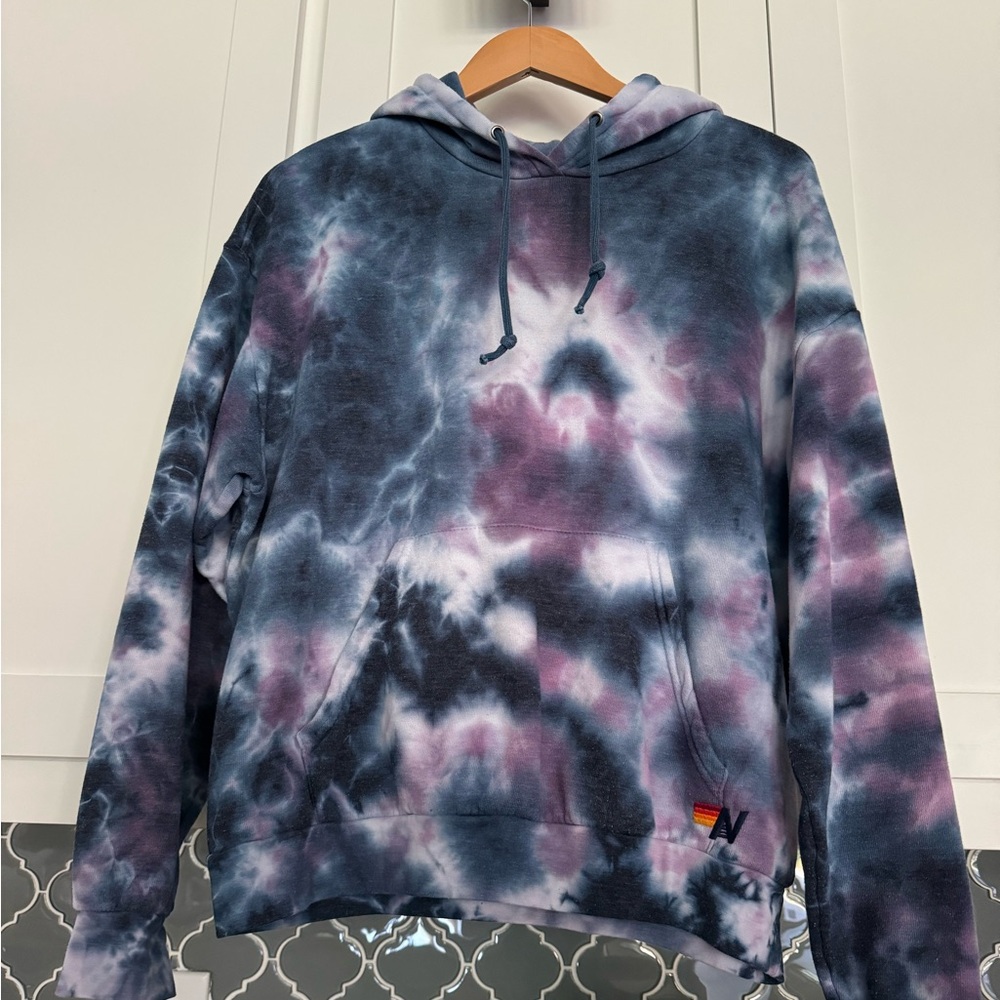 Aviator Nation tie dyed purple blue and white sweatsuit. Great condition.